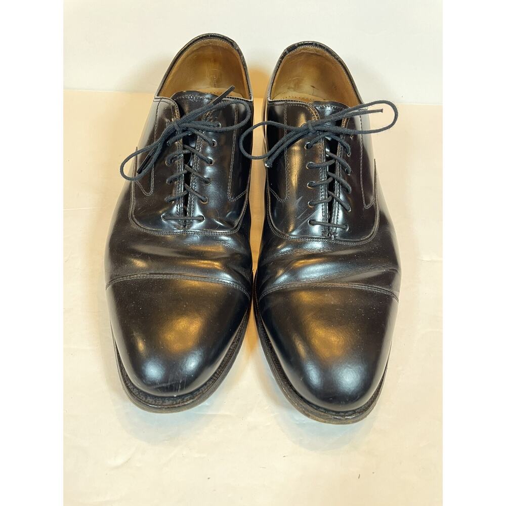9.5 D Johnston Murphy Optima Cap Toe Oxfords Lace Up Black Leather Dress Shoes